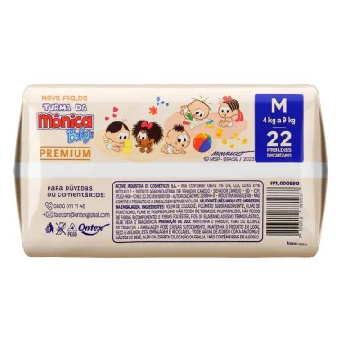 Fralda Turma da Mônica Baby Premium M 22 Fraldas Descartáveis