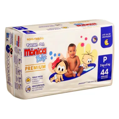 Fralda Turma da Mônica Baby Premium P 44 Fraldas Descartáveis