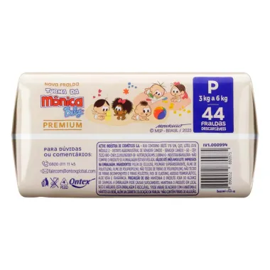 Fralda Turma da Mônica Baby Premium P 44 Fraldas Descartáveis