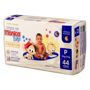 Fralda Turma da Mônica Baby Premium P 44 Fraldas Descartáveis