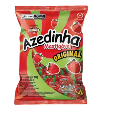 Bala Icekiss Azedinha Mastigável Sabor Morango 100g