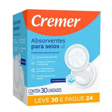 Absorvente Protetor de Seios Cremer 30 Unidades