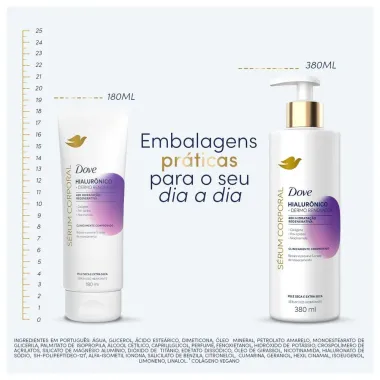 Dove S&eacute;rum Hidratante Corporal Hialur&ocirc;nico Dermo Renovador Pele Seca e Extra Seca 180ml