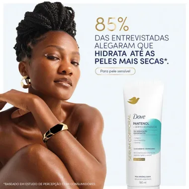 Dove Sérum Hidratante Corporal sem Perfume Pantenol Dermo Reparador Pele Sensível e Seca 180ml