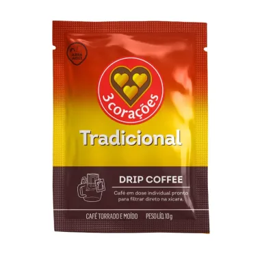 Café em Sachê Torrado e Moído Drip Coffee 3 Corações Portinari 11g