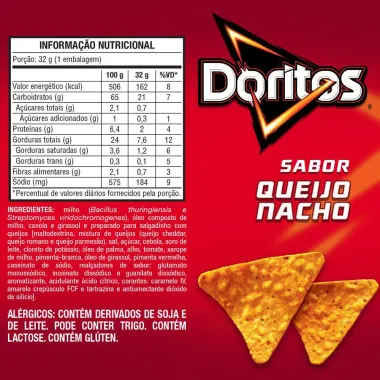 Chips De Milho Doritos Sabor Queijo Nacho 32G