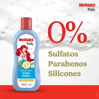 Shampoo Huggies Kids Pequena Sereia Brilho Mágico Cabelos Macios e Desembaraçados 360ml