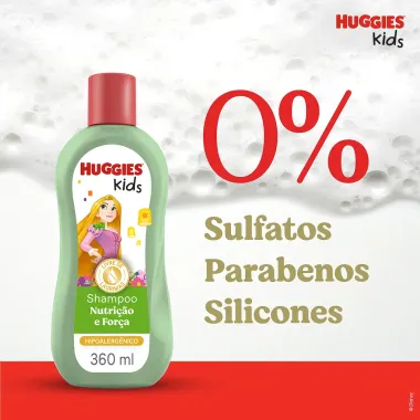 Shampoo Huggies Kids Enrolados Nutrição e Força Cabelos Fortes da Raiz as Pontas 360ml