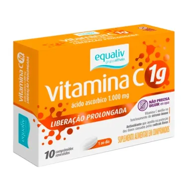 Equaliv Vitamina C 1g com 10 Comprimidos Revestidos Caixa