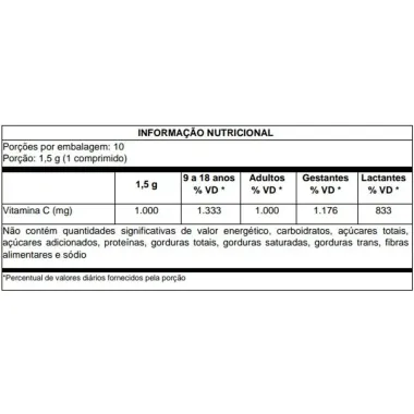 Equaliv Vitamina C 1g com 10 Comprimidos Revestidos Tabela