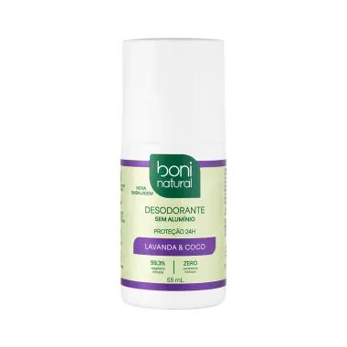 Desodorante Boni Natural Roll-on com Óleo de Coco e Magnésio Sem Alumínio 55ml