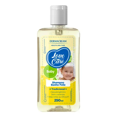 Shampoo Dermacream Baby Love & Care Banho Feliz Tradicional 250ml Frasco