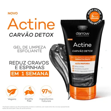 Gel de Limpeza Esfoliante  Actine Carv&atilde;o Detox Darrow 100g