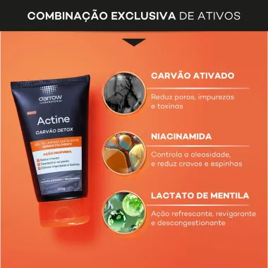 Gel de Limpeza Esfoliante  Actine Carv&atilde;o Detox Darrow 100g