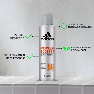 Desodorante Adidas Masculino Aerossol Antitranspirante Power Booster 150ml