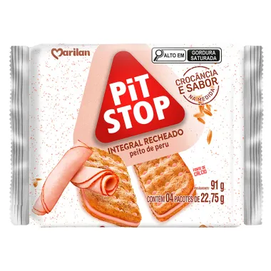 Biscoito Marilan Pit Stop Integral Recheado Sabor Peito de Peru