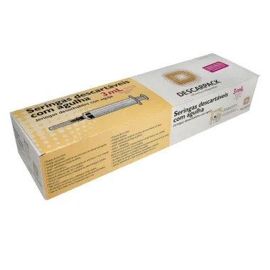 Seringa Descartável com Agulha Descarpack 25mm X 0,7mm 3ml com 1 Unidade