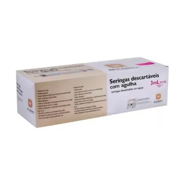 Seringa Descartável com Agulha Descarpack 25mm X 0,7mm 3ml com 1 Unidade