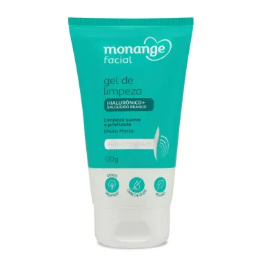 Gel de Limpeza Facial Monange Antioleosidade para Limpeza Suave e Profunda Efeito Matte 120g