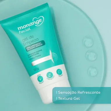 Gel de Limpeza Facial Monange Antioleosidade para Limpeza Suave e Profunda Efeito Matte 120g