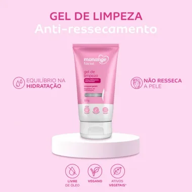 Gel de Limpeza Facial Monange Antiressecamento Limpeza