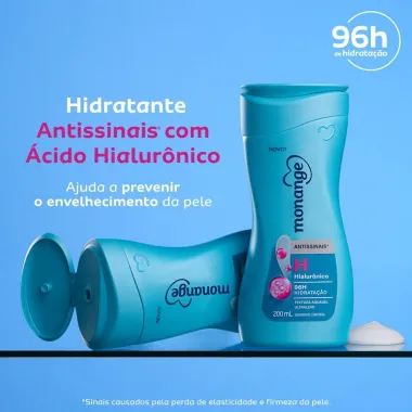 Lo&ccedil;&atilde;o Hidratante Monange Antissinais com &Aacute;cido Hialur&ocirc;nico 200ml