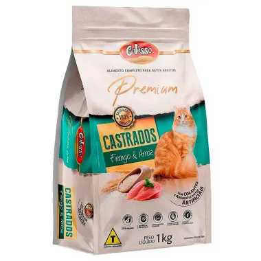 Ração Gatos Colosso Premium Adultos Castrados Frango e Arroz 1Kg Pacote