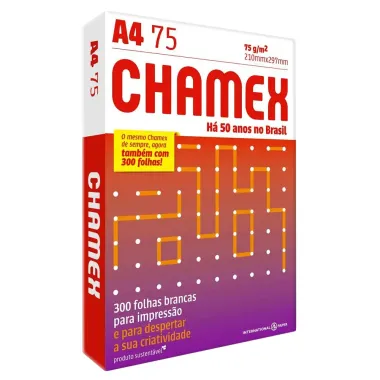 Papel Chamex Office A4 210mm x 297mm com 300 Folhas