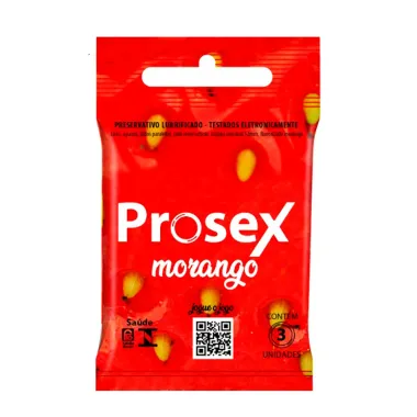 Preservativo Prosex Morango Lubrificado 3 Unidades