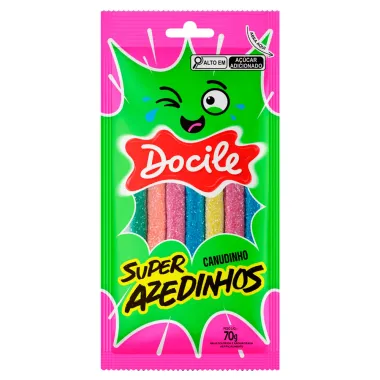 Bala de Goma Docile Super Azedinhos Canudinho Sortidos 70g_1