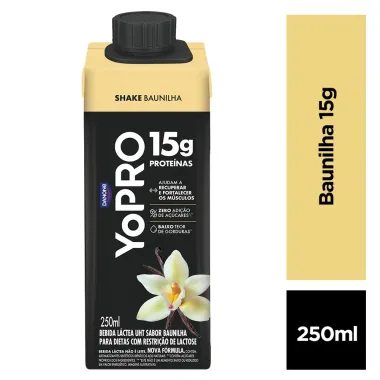 YoPRO Bebida L&aacute;ctea UHT Milkshake de Baunilha 15g de prote&iacute;nas 250ml