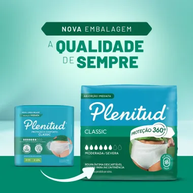 Roupa &Iacute;ntima Plenitud Classic para Incontin&ecirc;ncia Moderada Severa Tamanho G/XG 24 Unidades Leve Mais Por Menos