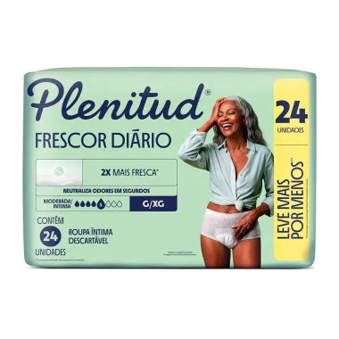 Roupa &Iacute;ntima Plenitud Frescor Di&aacute;rio Tamanho G/XG 24 Unidades Descart&aacute;veis Leve Mais Por Menos