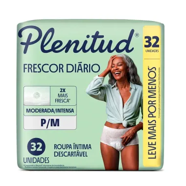 Roupa &Iacute;ntima Plenitud Classic Intensa Tamanho P/M 32 Unidades Descart&aacute;veis