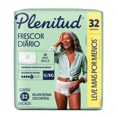 Roupa &Iacute;ntima Plenitud Frescor Di&aacute;rio Tamanho G/XG 32 Unidades Descart&aacute;veis Leve Mais Por Menos