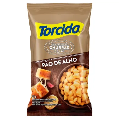 Salgadinho de Trigo Torcida Churras Sabor Pão de Alho 35g Pacote