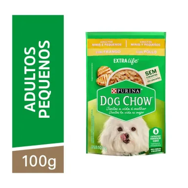 Ra&ccedil;&atilde;o &Uacute;mida para Cachorro Dog Chow Adultos Ra&ccedil;as Minis e Pequenas Purina Extra Life Sabor Frango Sach&ecirc; 100g