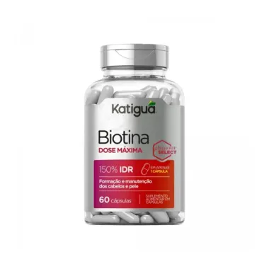 Biotina Katinguá Dose Máxima 500mg Cabelos e Pele com 60 Cápsulas