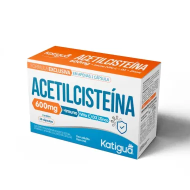 Acetilcisteína 600mg + Imuno + Vita C + D3 + Zinco com 16 Capsulas