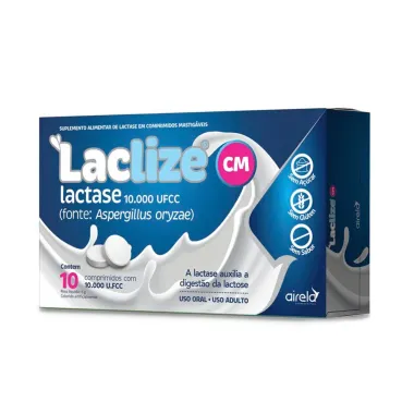 Laclize CM Lactase 10.000 UFCC com 10 Comprimidos Mastigáveis