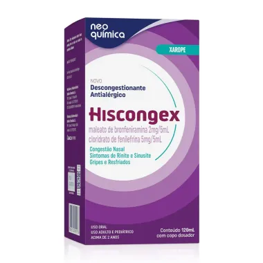 Hiscongex Maleato de Bronfeniramina 2mg + Cloridrato de Fenilefrina 5mg Xarope 120 ml
