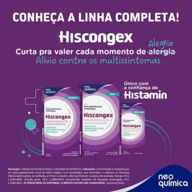 Hiscongex Maleato de Bronfeniramina 2mg + Cloridrato de Fenilefrina 5mg Xarope 120 ml