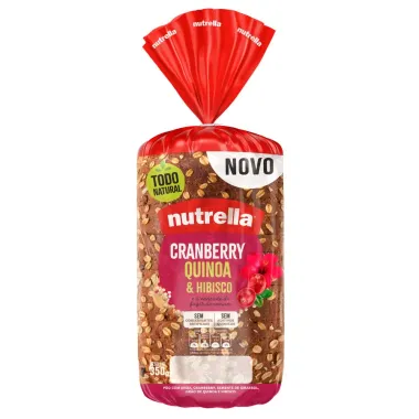 Pão Nutrella Cranberry, Quinoa e Hibisco 350g