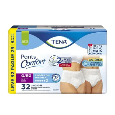 Roupa &Iacute;ntima Tena Pants Confort Tamanho G/EG Leve 32 e Pague 29 Unidades