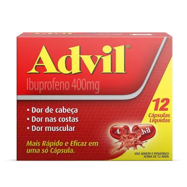 Advil 400mg Ibuprofeno com 12 Cápsulas Líquidas