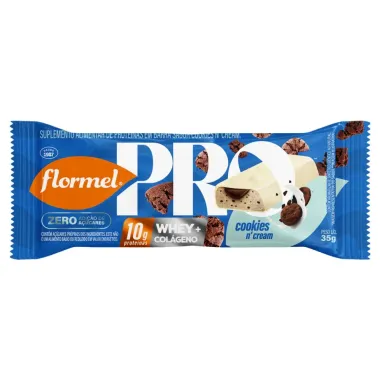 Barra de Proteína Flormel Pro Whey mais Colágeno Cookies n' Cream 35g