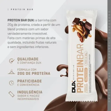 Barra de Proteína Dux Proteibar Chocolate e Amendoim 20g de Proteína com 60g