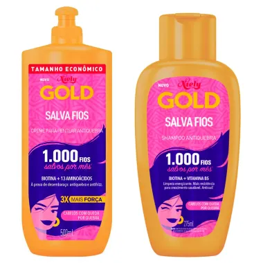 Kit Niely Gold Salva Fios Antiquebra Shampoo 275ml e Condicionador 175ml