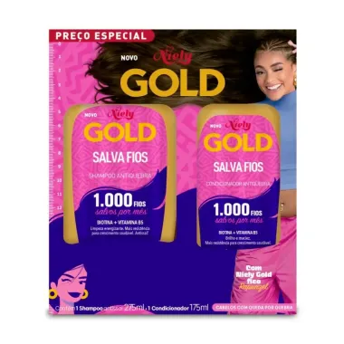 Kit Niely Gold Salva Fios Antiquebra Shampoo 275ml e Condicionador 175ml