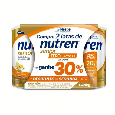 Nutren Senior Zero Lactose Sem Sabor 2 Unidades de 740g Cada